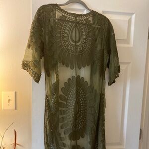 Embroidered Duster, Olive